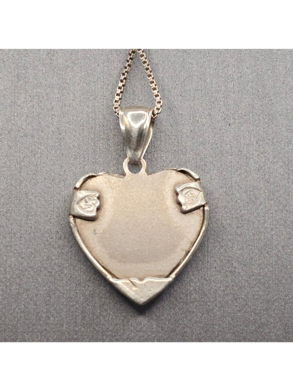 Vintage Sterling Silver Heart Necklace 18" Lattice Mesh Signed SA 925 Box Chain - Picture 5 of 15